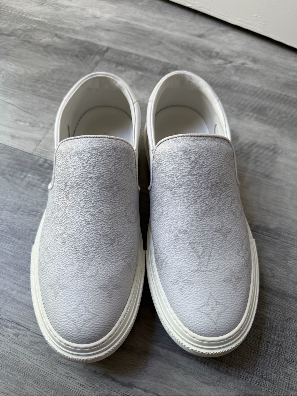 Louis Vuitton White Monogram Slip-On Sneakers